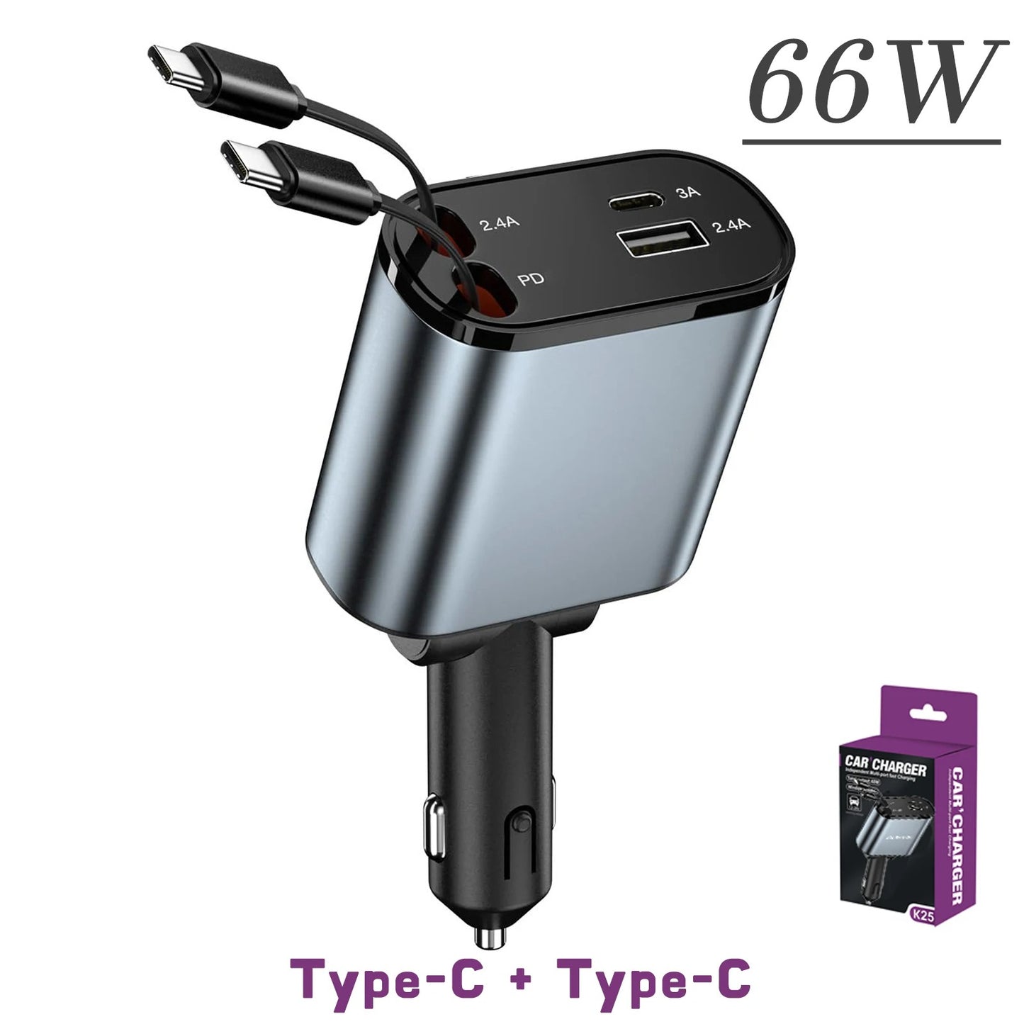 4 in 1 Retractable Car Charger