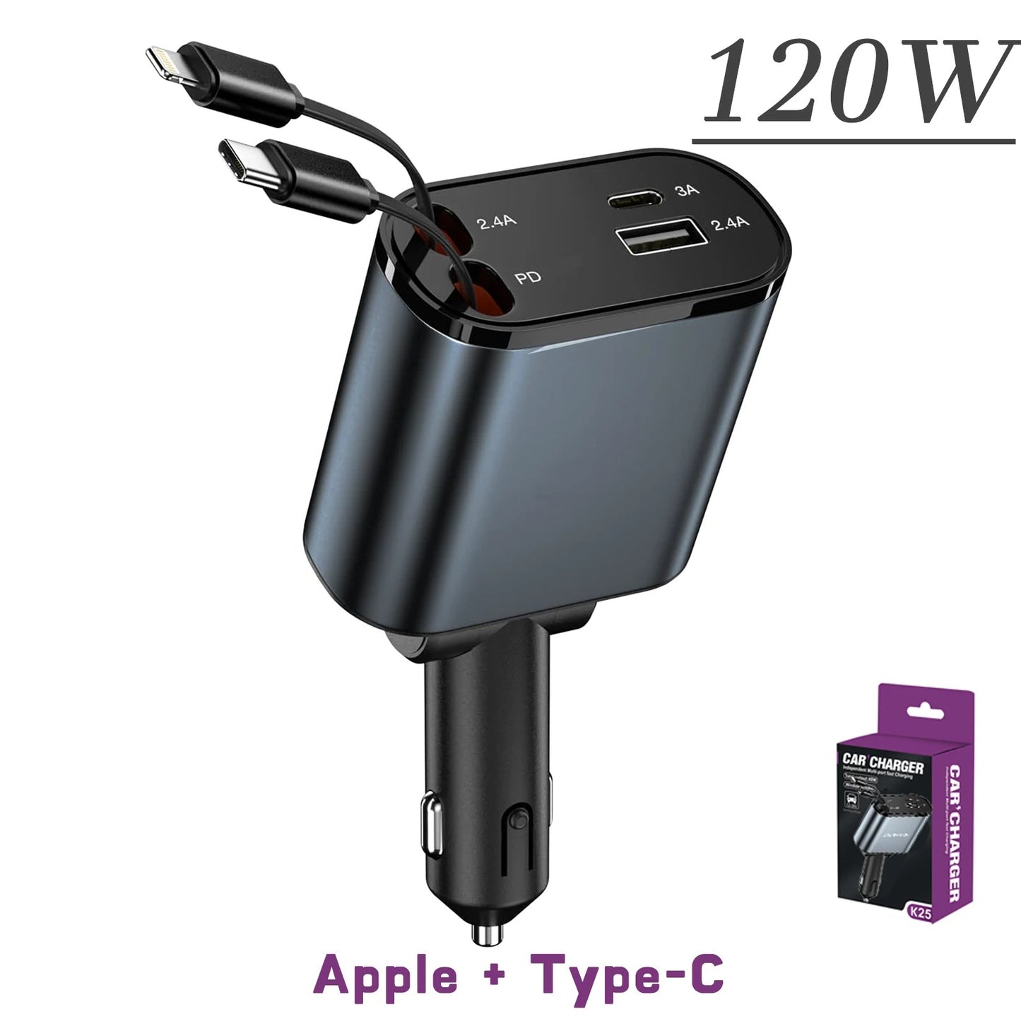 4 in 1 Retractable Car Charger