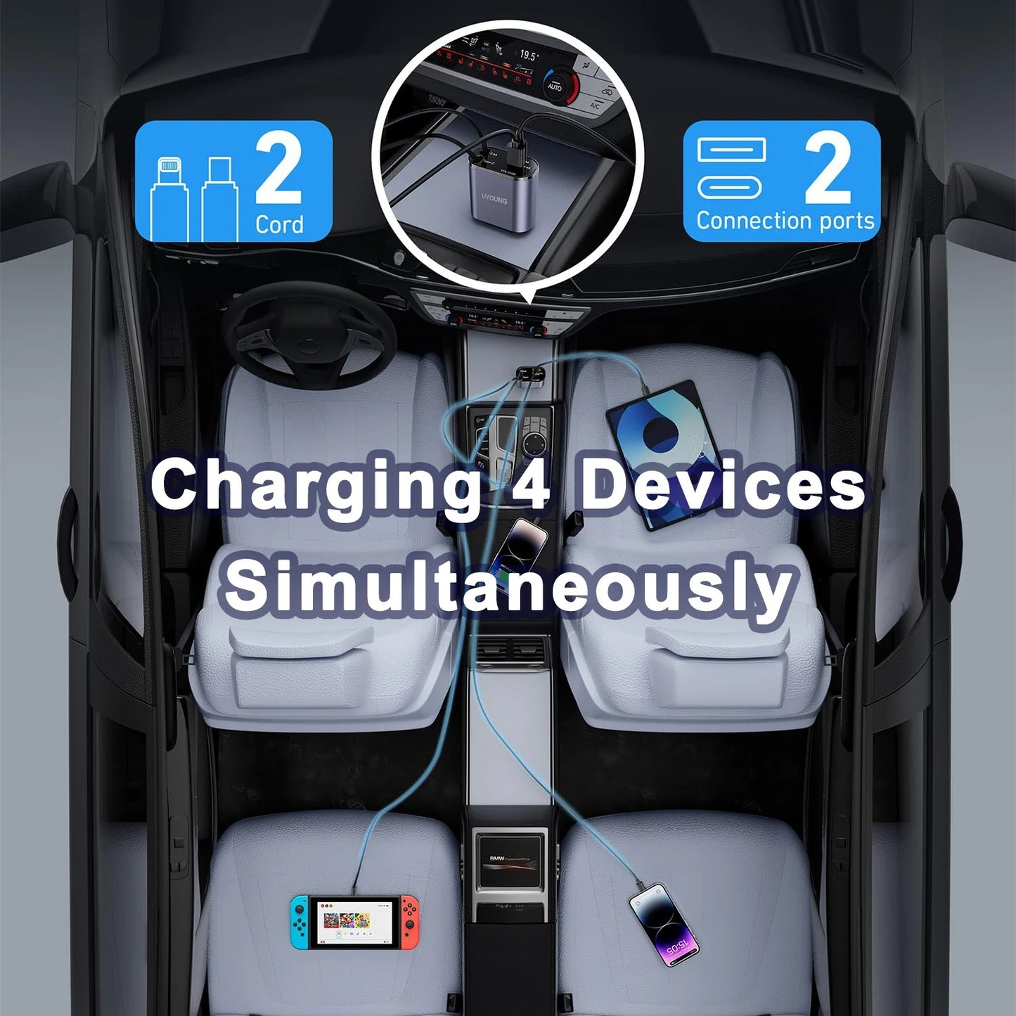 4 in 1 Retractable Car Charger