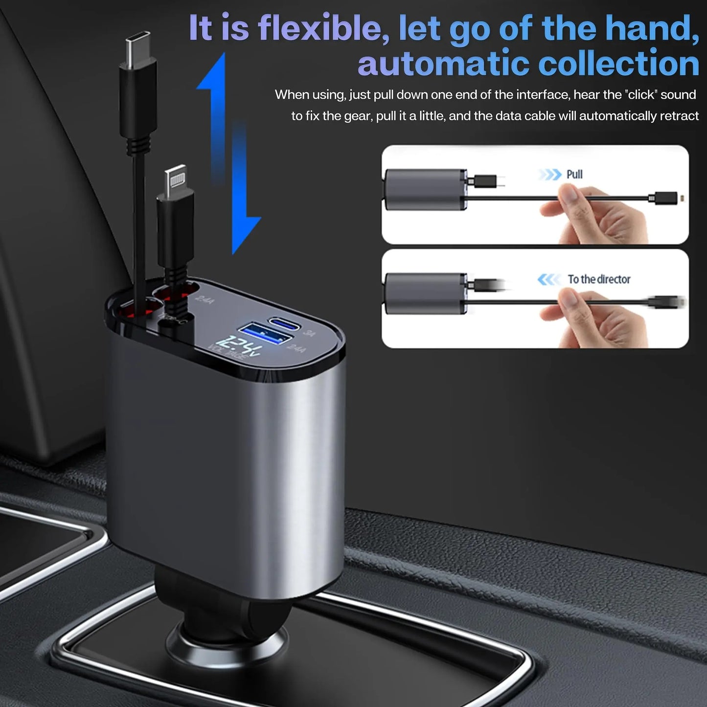 4 in 1 Retractable Car Charger