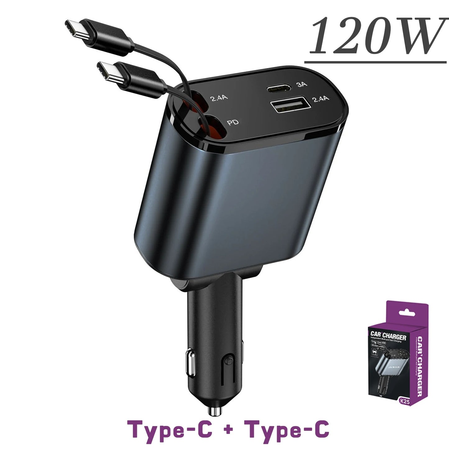 4 in 1 Retractable Car Charger
